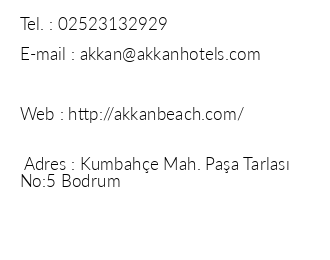 Akkan Beach Hotel iletiim bilgileri